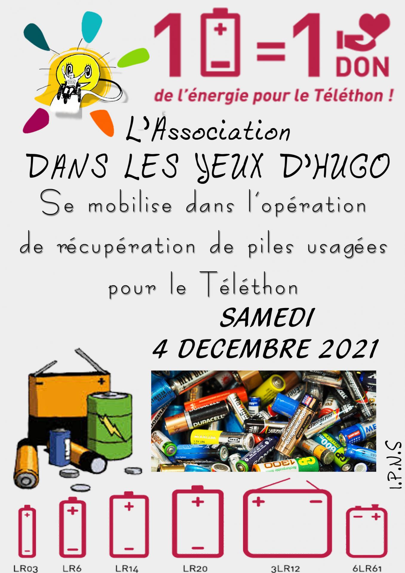 Récupération de piles usagées pour le Téléthon 2021